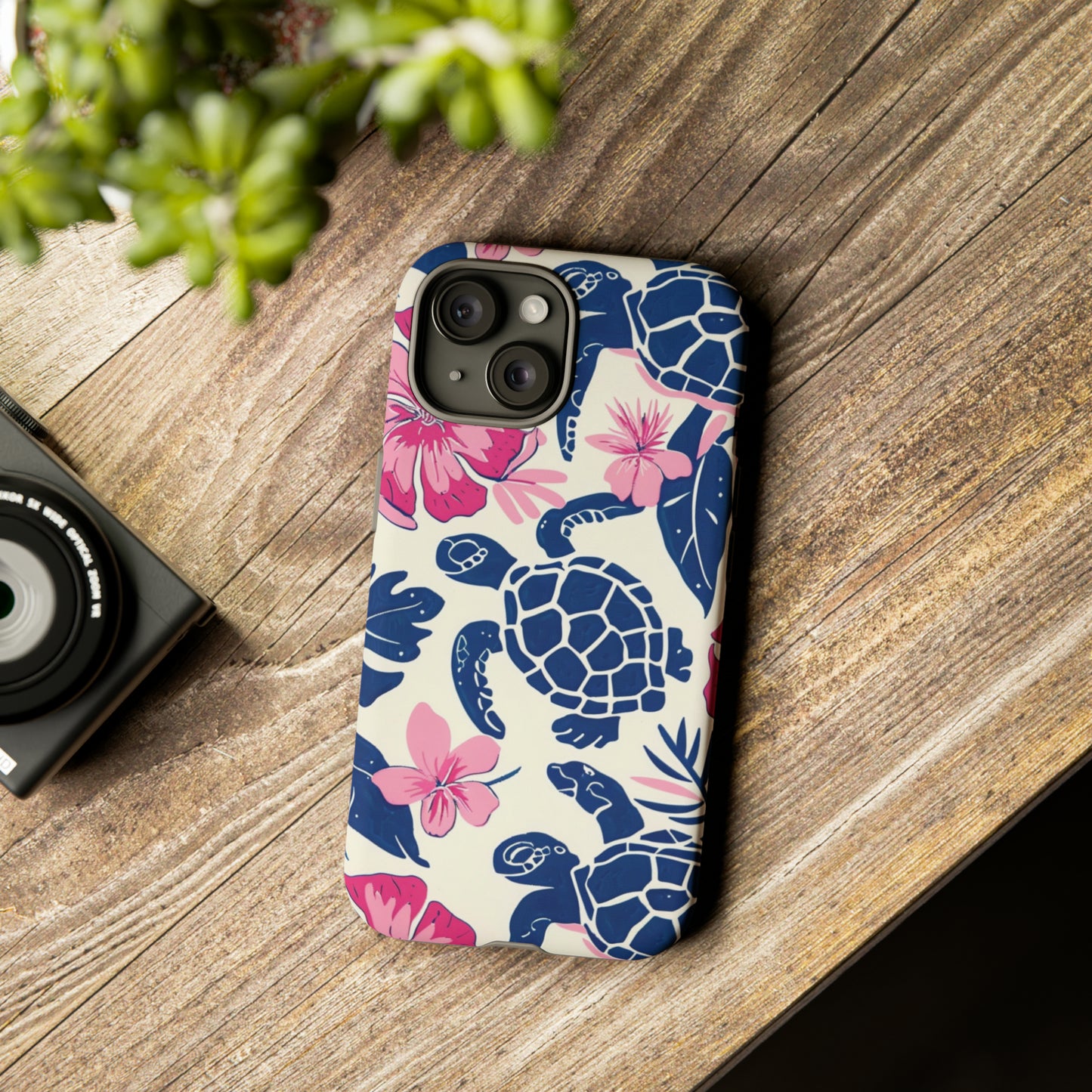 Undersea Floral Blue Sea Turtle Phone Case