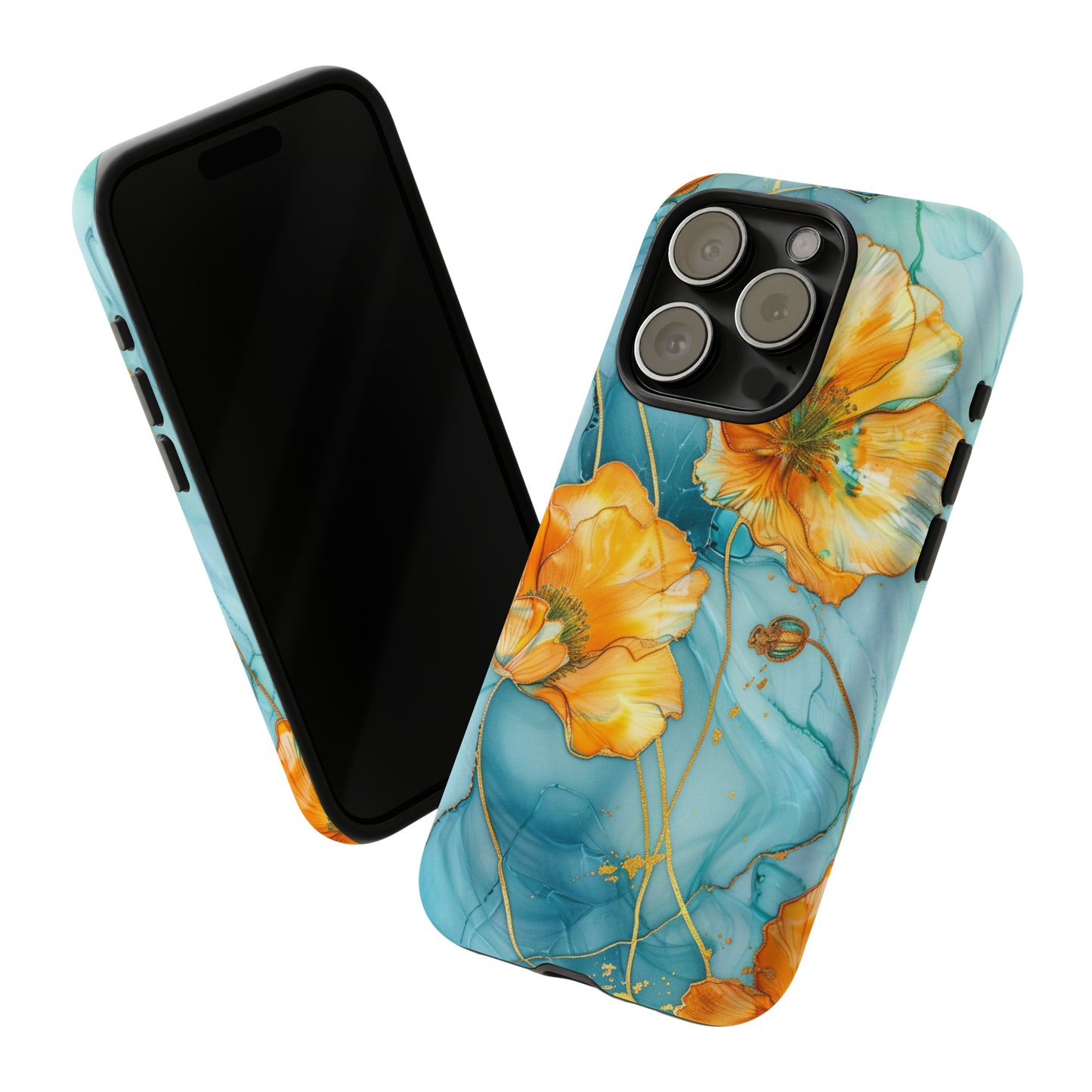 Gold Poppies Color Splash Floral Design Phone Case