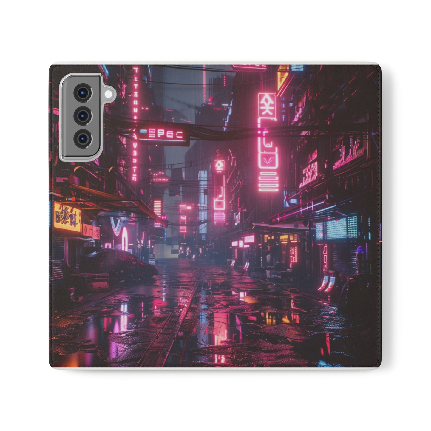 Cyberpunk City at Night Wallet Case