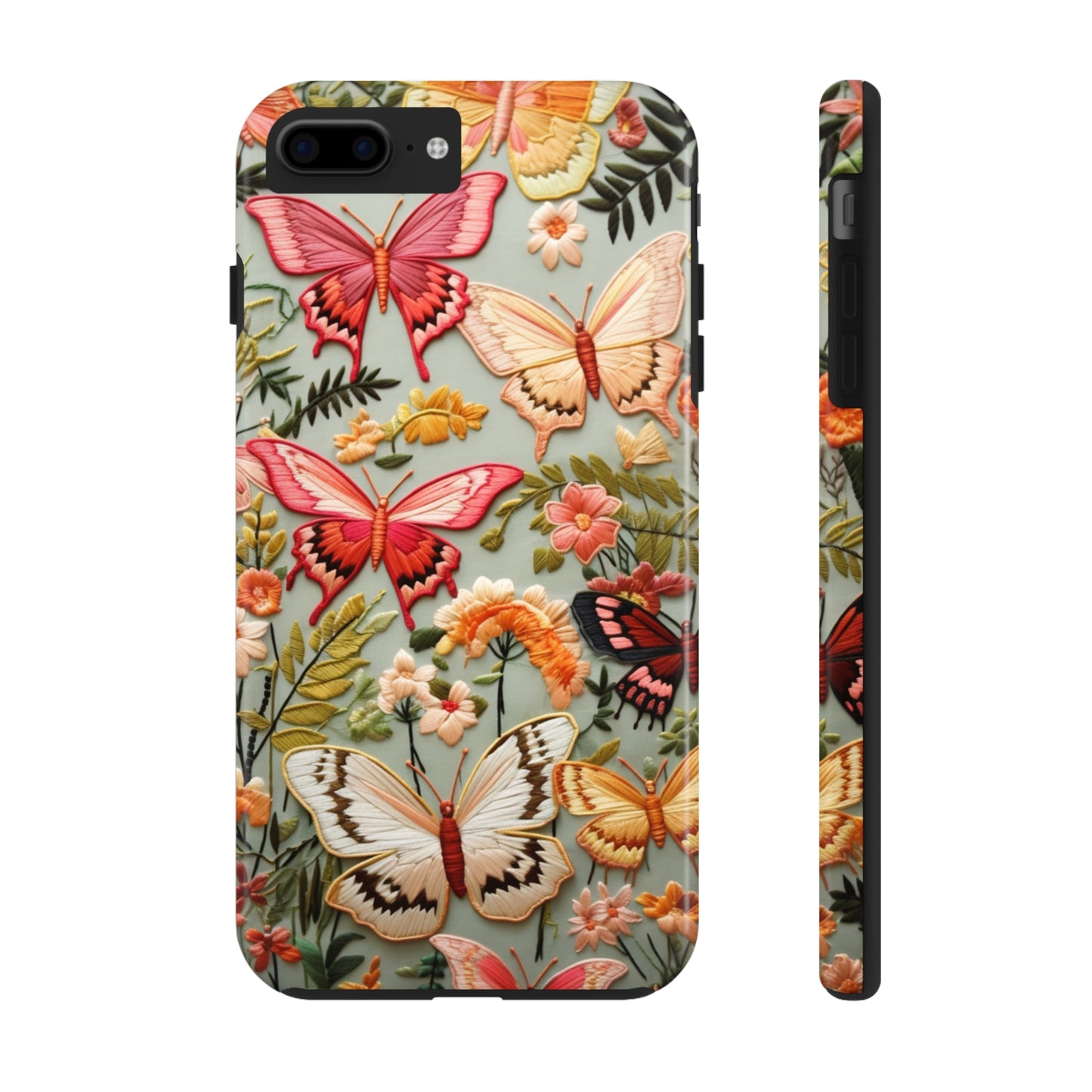 Embroidery Butterflies iPhone Case | Whimsical Elegance and Nature's Beauty in Handcrafted Detail