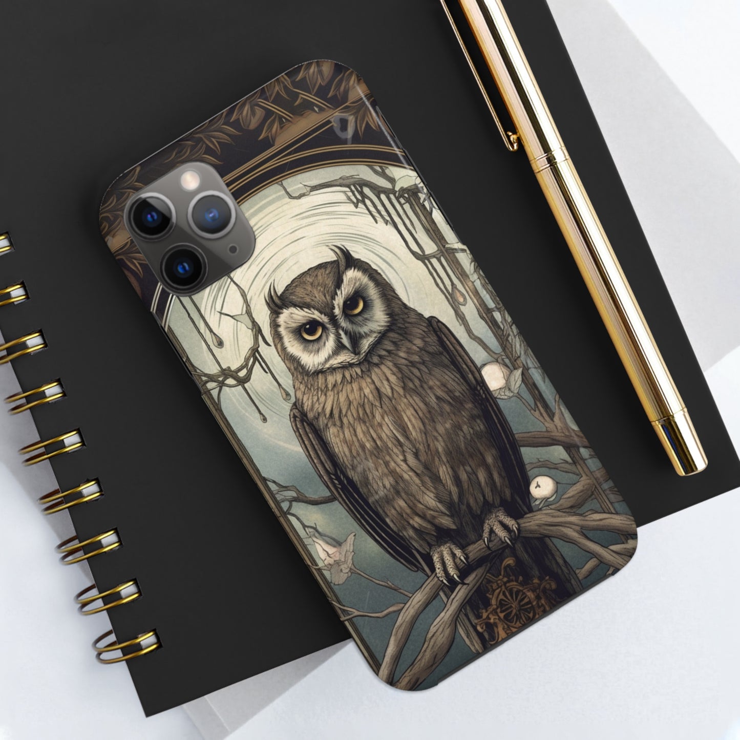 The Hermit Owl Tarot iPhone Tough Case | Embrace the Dark Academia Aesthetic and Retro Gothic Vibes with Captivating Tarot Design