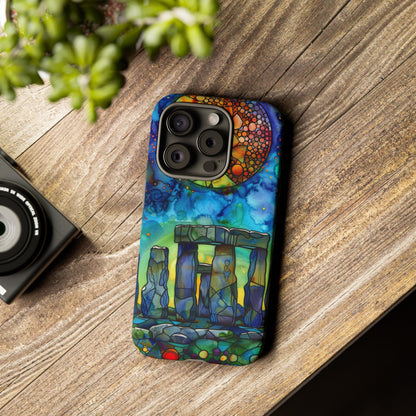 Stonehenge Neolithic Full Moon Stained Glass Watercolor Phone Cover