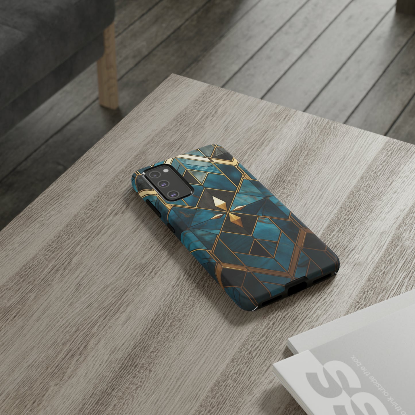 Gold and Blue Marble Mosaic Phone Case