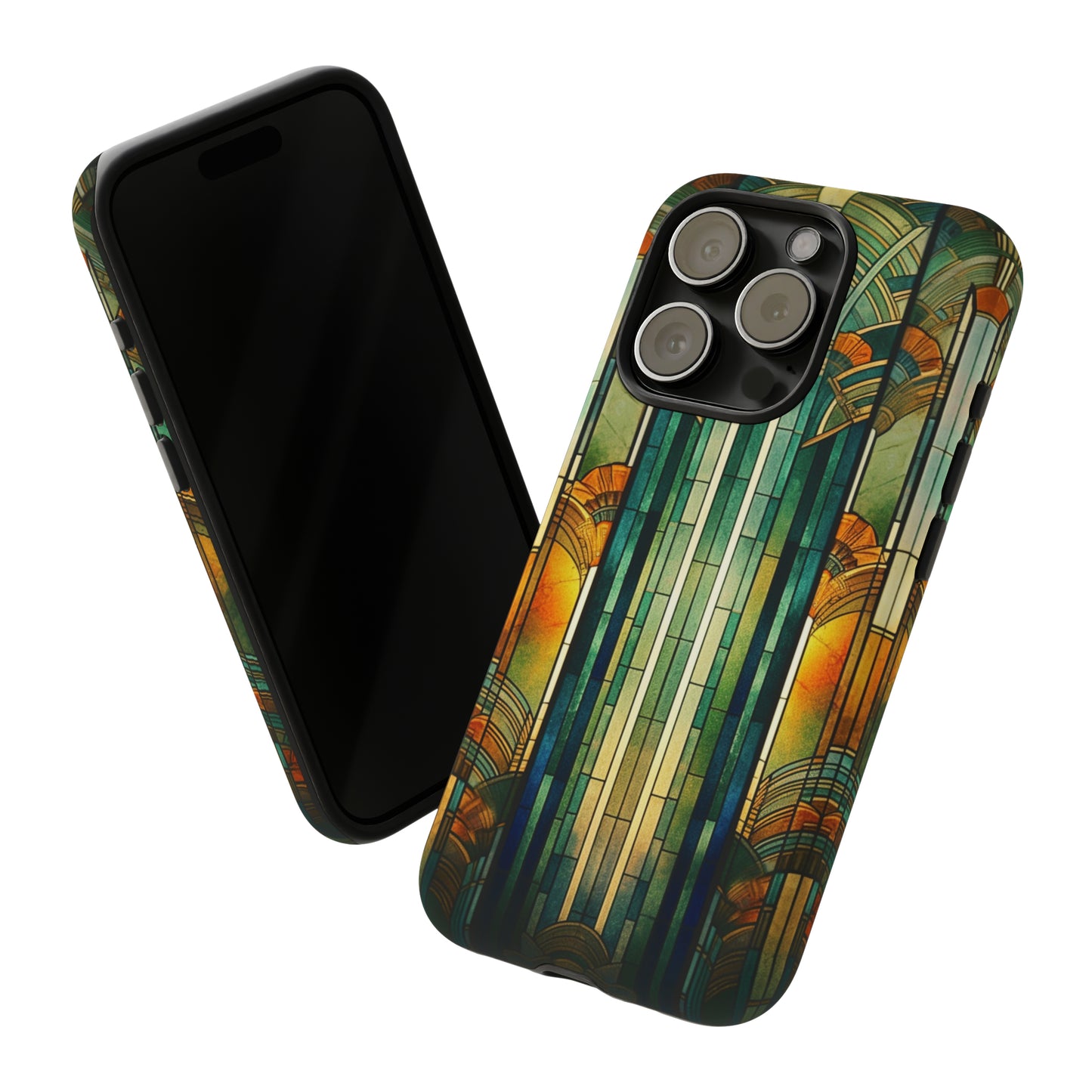 Art Deco Stained Glass floral Phone Case for iPhone 15, 14, Pro Max, 13, 12 & Samsung Galaxy S23, S22, S21, Google Pixel