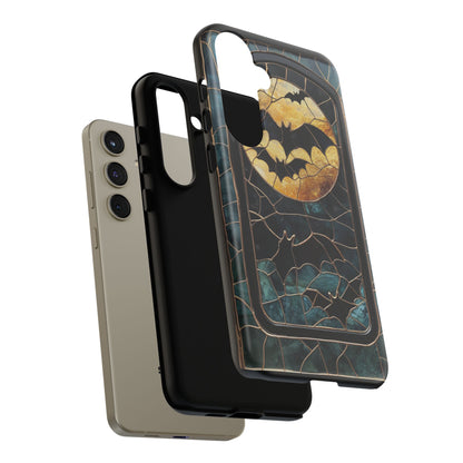 Halloween Phone Case Bats Stained Glass Style Spooky Moon Phone Cover