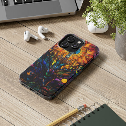 Stained Glass Tough iPhone Case | Trippy Psychedelic Colorful Flowers Floral Aesthetic Retro iPhone 14 Plus 13 12 7 8 Se Trendy Hippie Boho