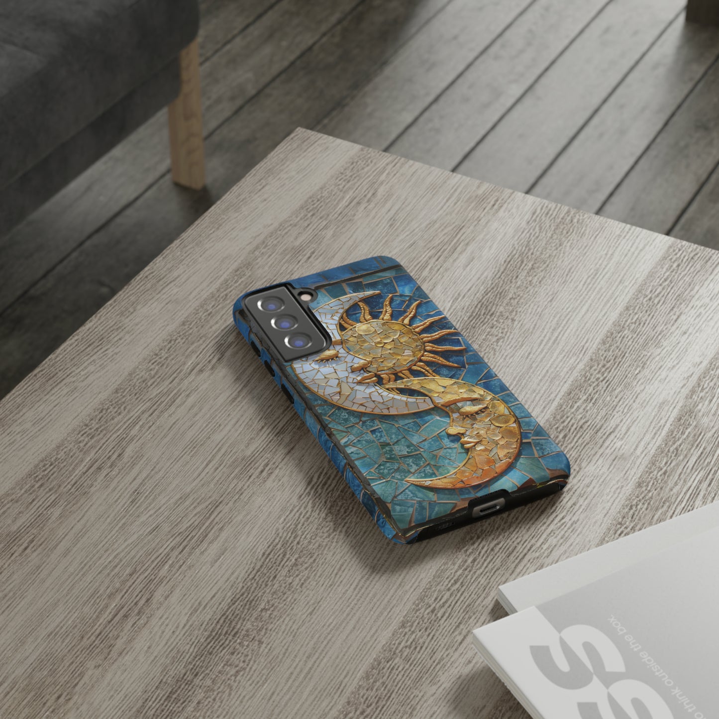 Boho Sun and Moon Mosaic Tile Stained Glass Phone Case