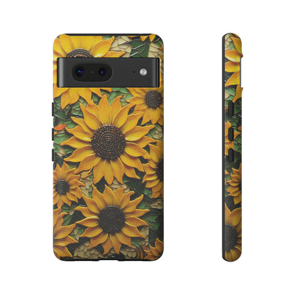 Sunflower Floral Color Explosion Mosaic Glass