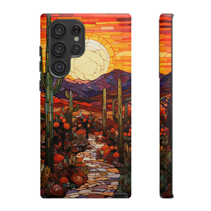 Desert Sunset Cactus Mosaic Tile