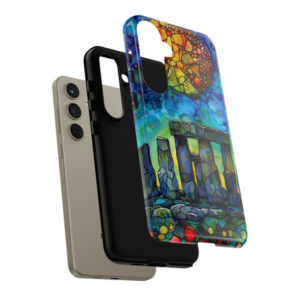 Stonehenge Neolithic Full Moon Stained Glass Watercolor Phone Cover