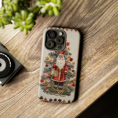 Vintage Embroidery Christmas Santa Phone Case