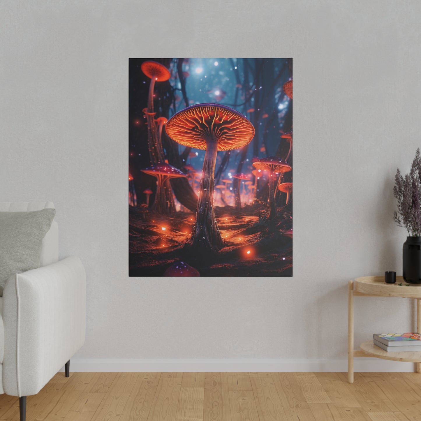 Enchanting Magic Mushroom Psychedelic Forest Bioluminescence - Matte Canvas, Stretched