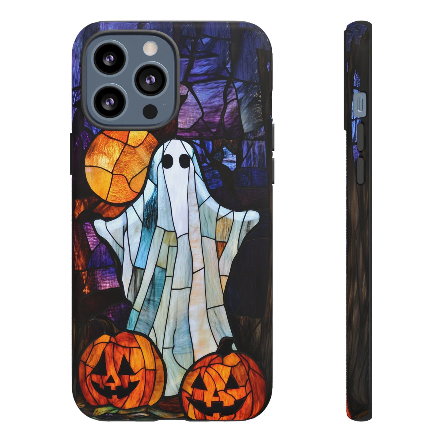 Stained Glass Halloween Ghost and Jack-o'-Lanterns Phone Cover