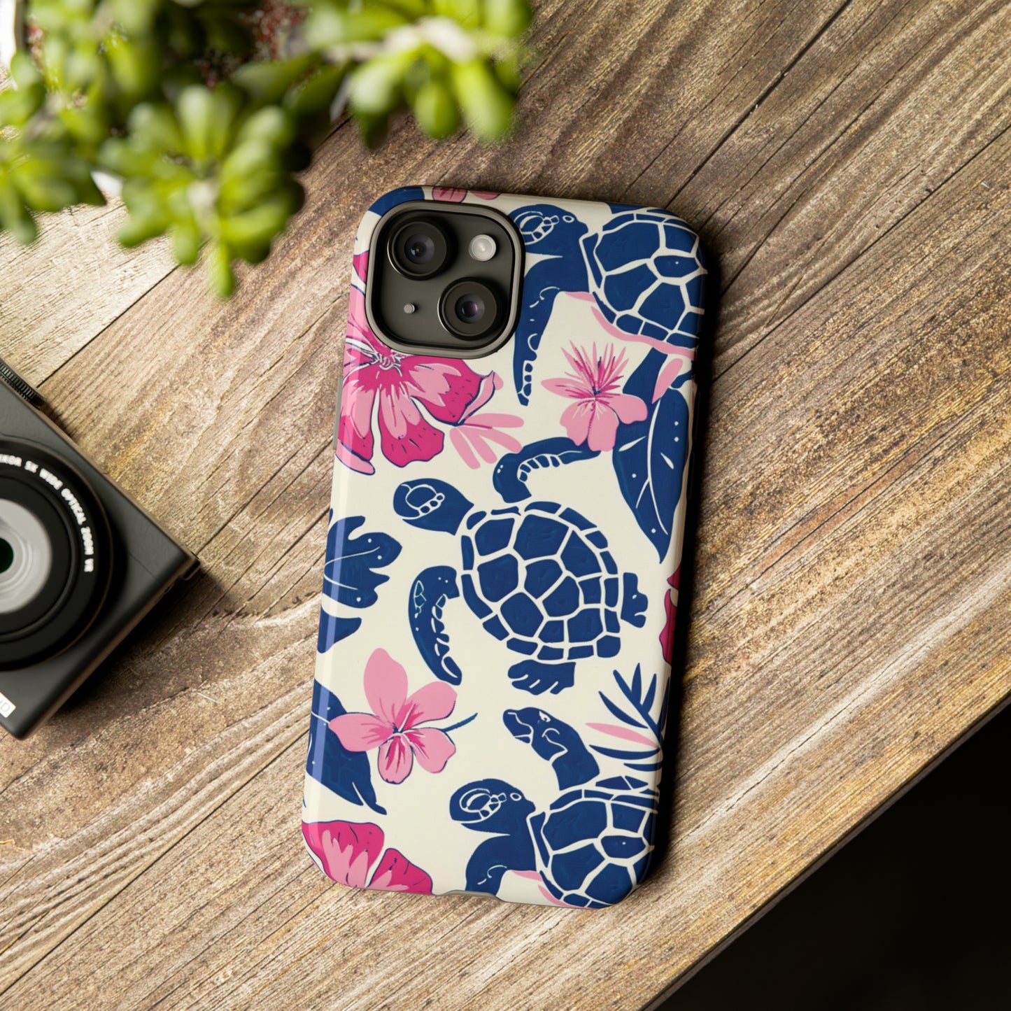 Undersea Floral Blue Sea Turtle Phone Case