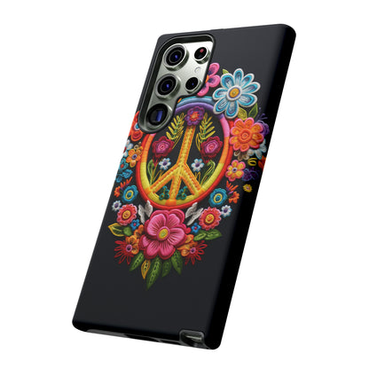 Peace Sign Embroidery Floral Hippie Style Phone Case