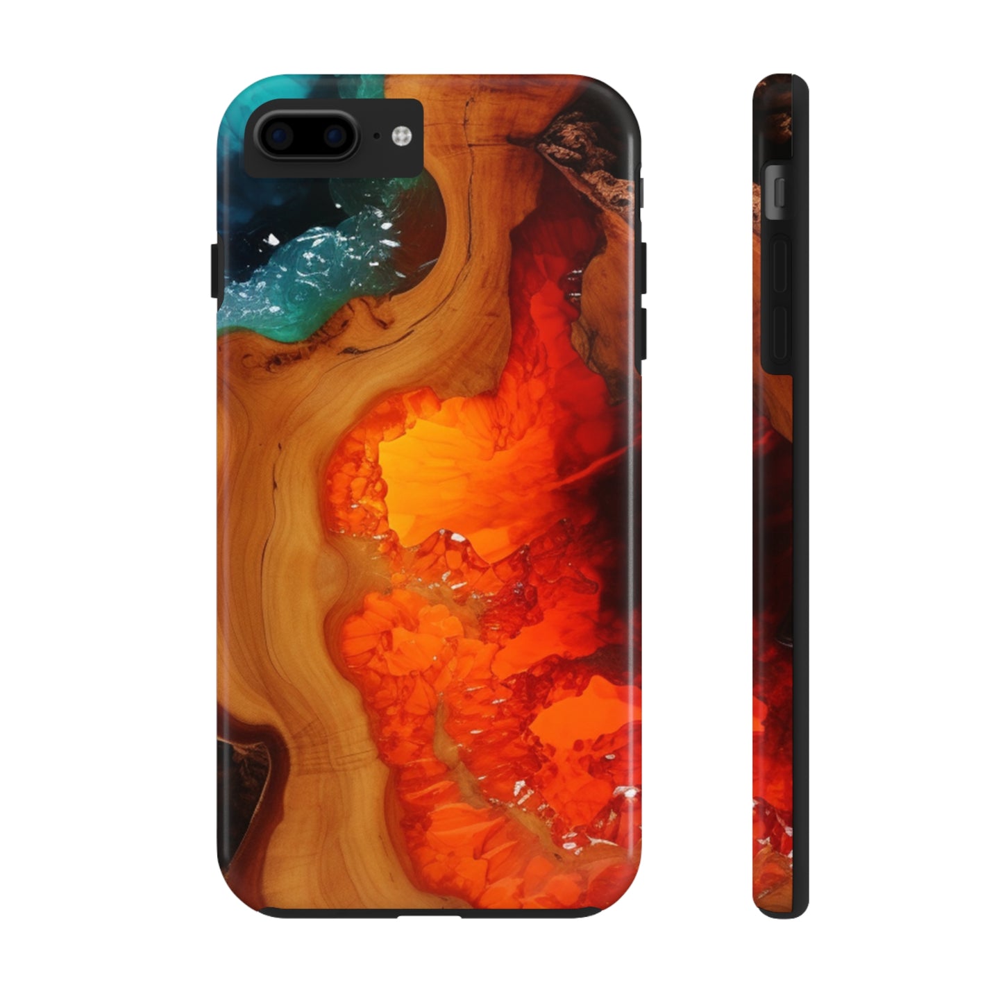 Faux Wood and Colorful Epoxy iPhone Case | Embrace the Beauty of Nature and Vibrant Artistry