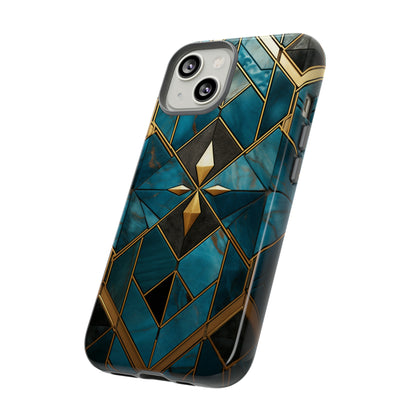 Gold and Blue Marble Mosaic Phone Case