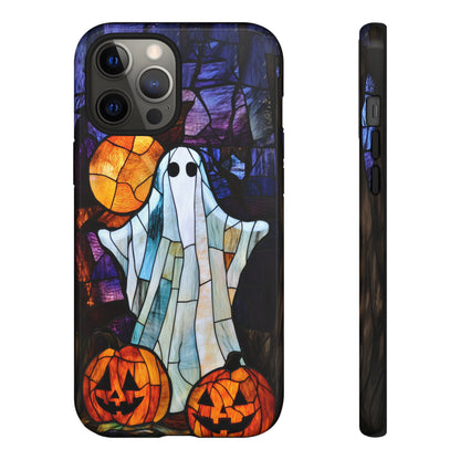 Stained Glass Halloween Ghost and Jack-o'-Lanterns Phone Cover