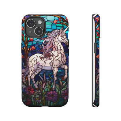 Unicorn Stained Glass iPhone, iPhone Case Retro Samsung Galaxy Phone Tough Case iPhone 15 14 Plus 13 12 7 8 Se Hippie Boho Style