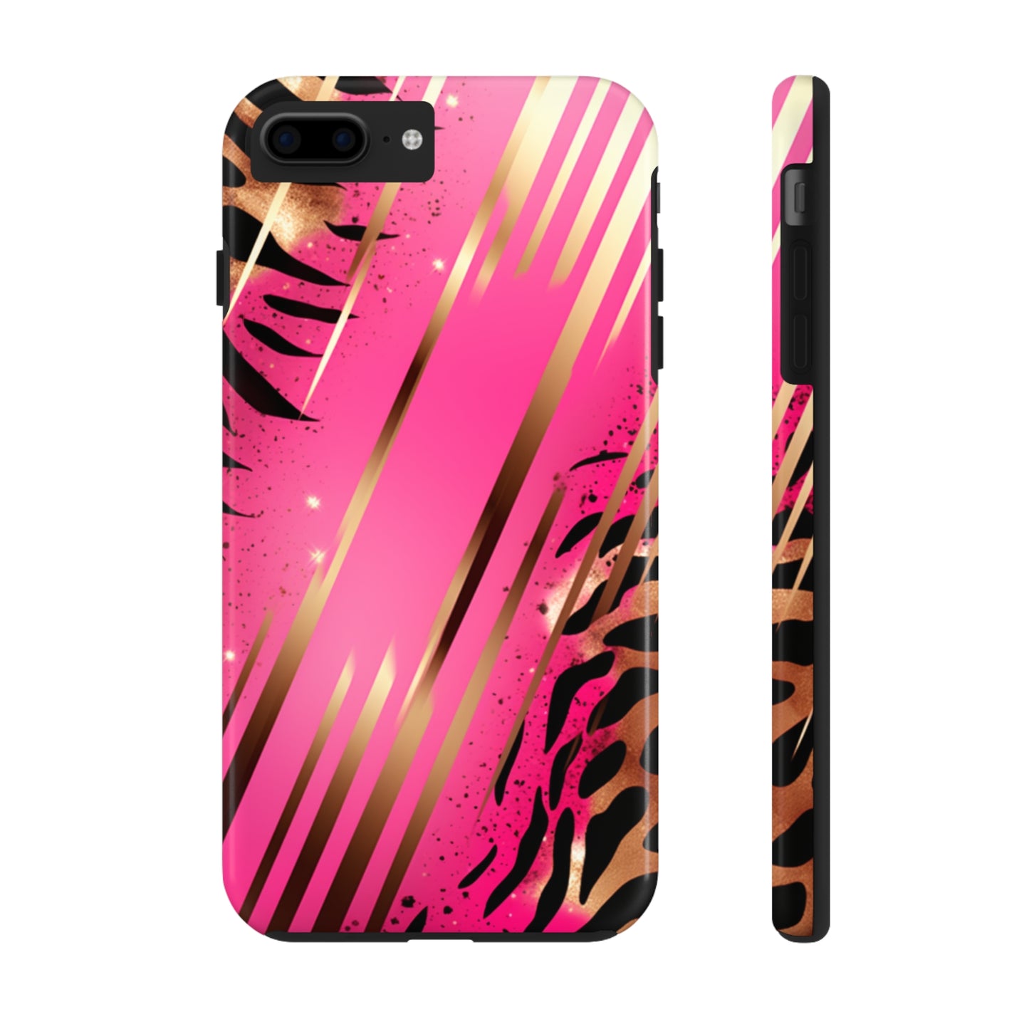 Elegant Wilderness: Pink & Gold Tiger Stripes | Mesmerizing Lush iPhone Case