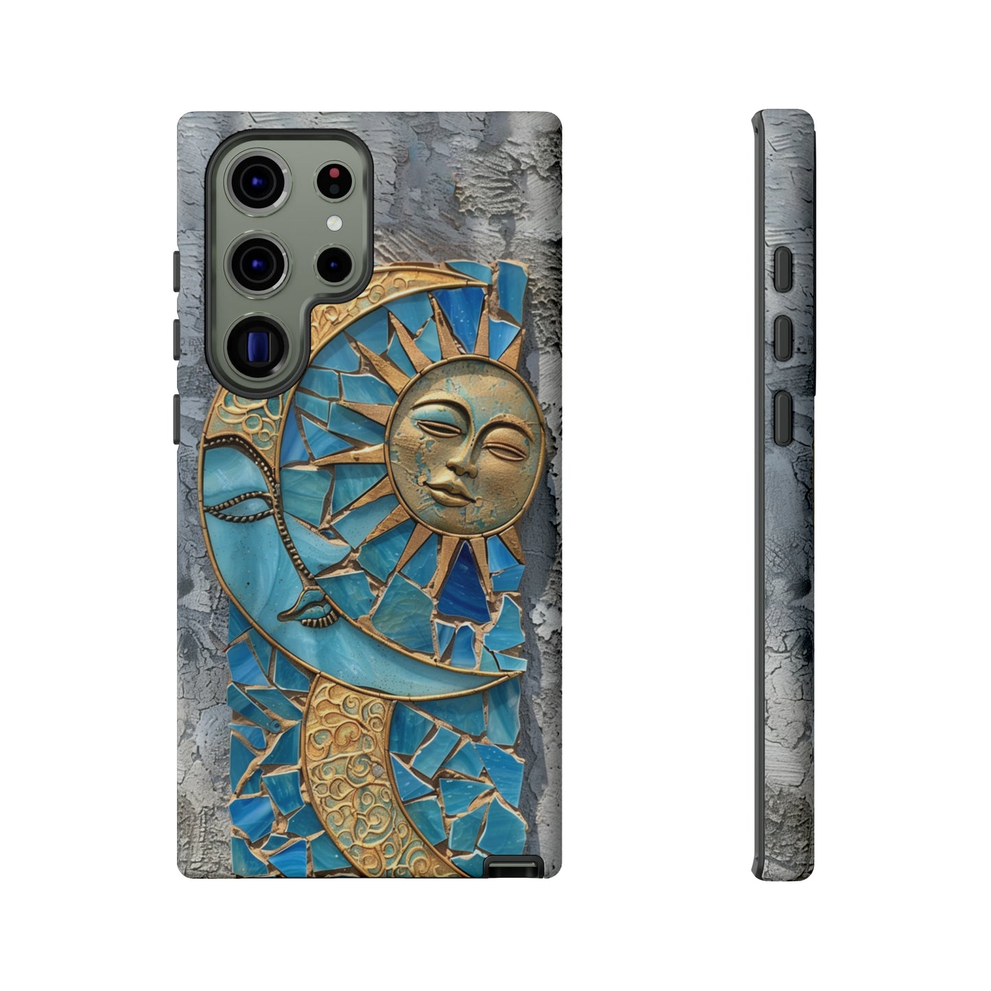 Boho Sun and Moon Mosaic Tile Stained Glass Phone Case