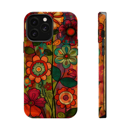 Retro Watercolor Abstract Floral Summer Style MagSafe Phone Case, iPhone 15 Case