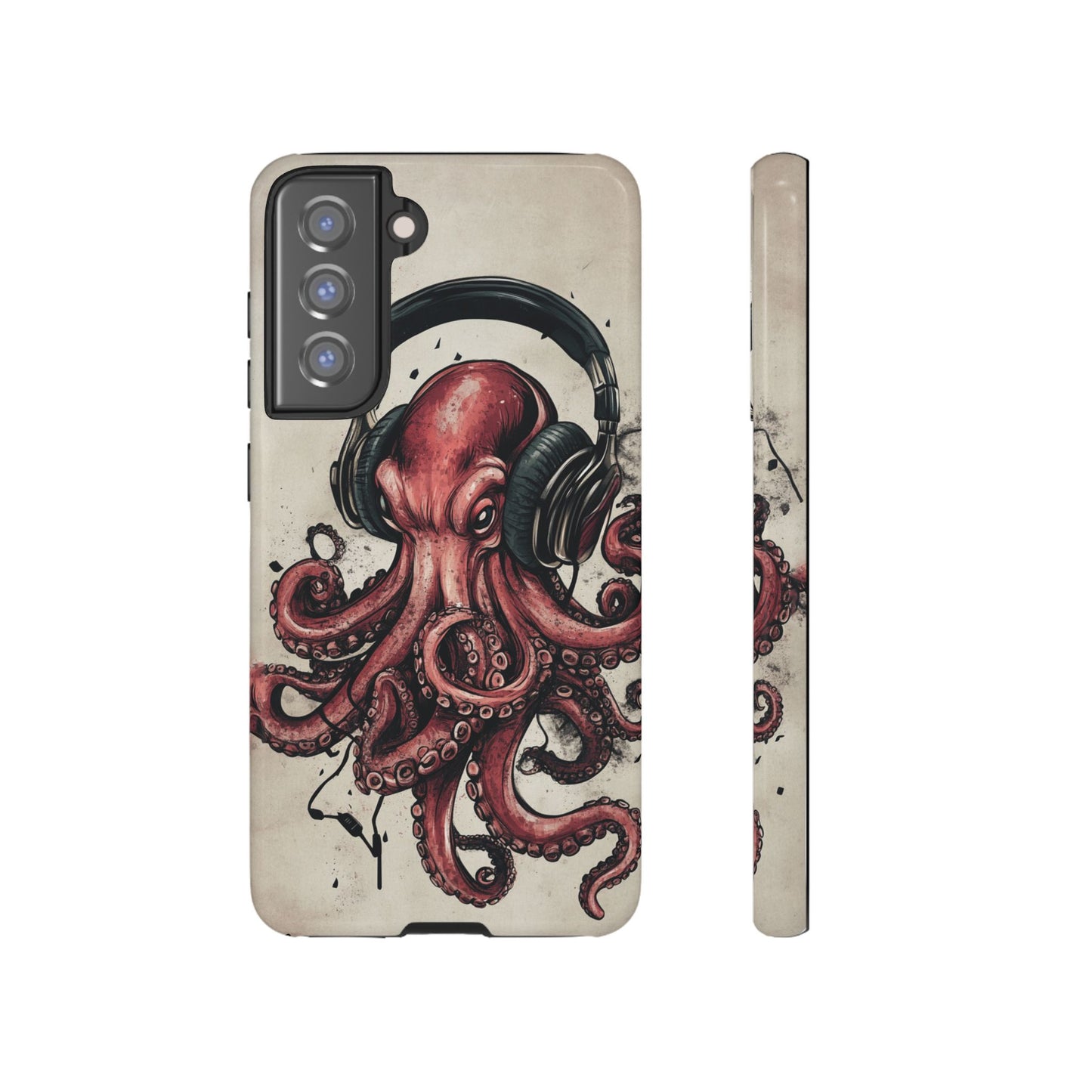 Retro Style Japanese Octopus Listening to Headphones Phone Cover