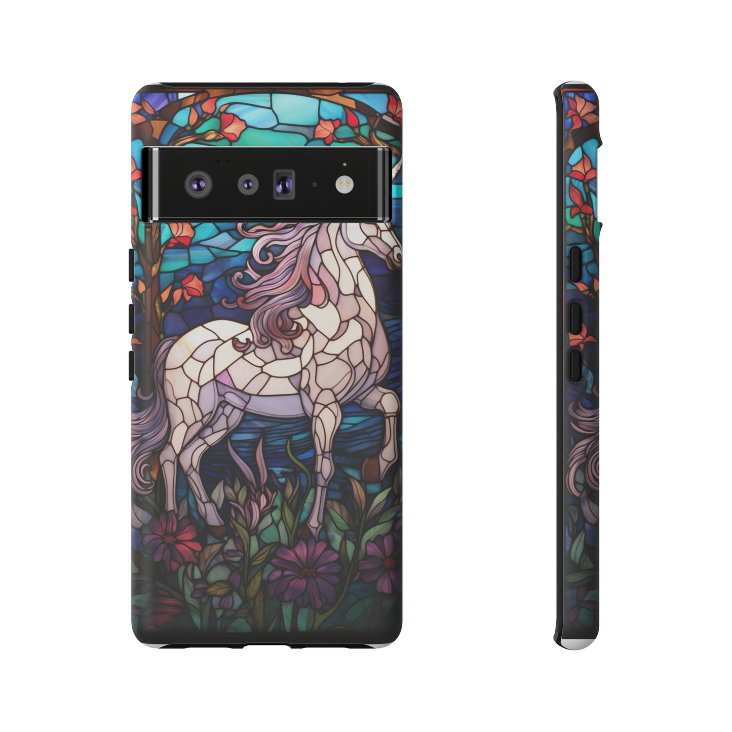 Unicorn Stained Glass iPhone, iPhone Case Retro Samsung Galaxy Phone Tough Case iPhone 15 14 Plus 13 12 7 8 Se Hippie Boho Style