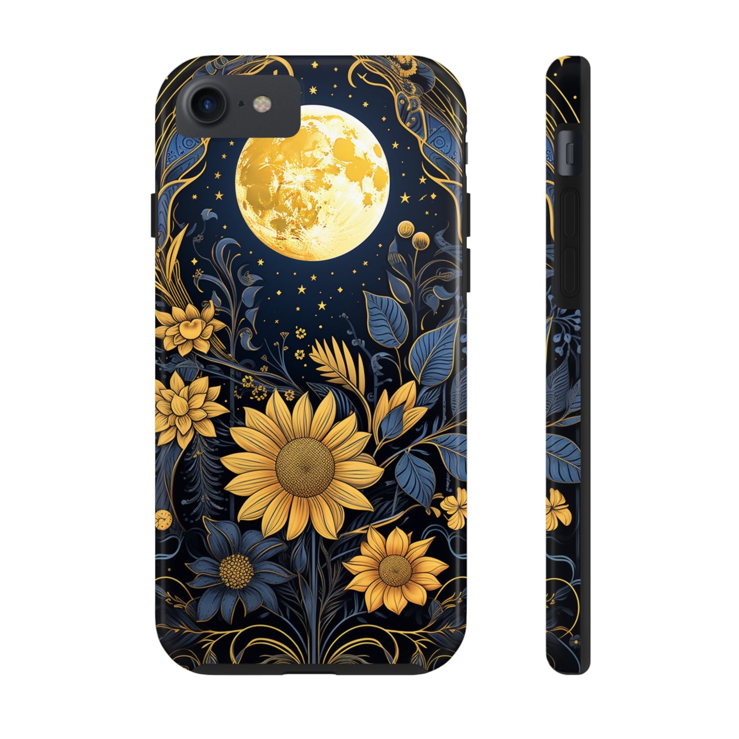 Starry Night Boho Meets Cottagecore: Floral Sun, Moon & Stars iPhone Case