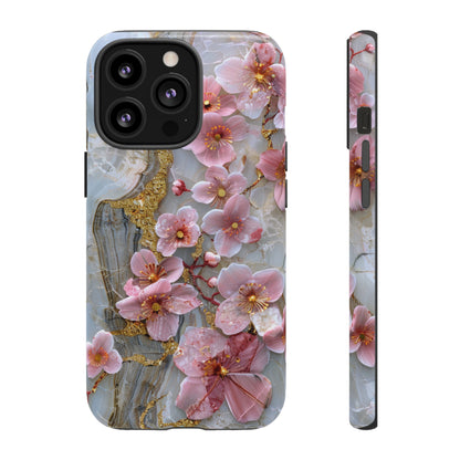 Pink Forget Me Nots Gold Floral Phone Case