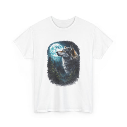 Classic Moon and Wolf T Shirt Mythic Night Graphic Tee