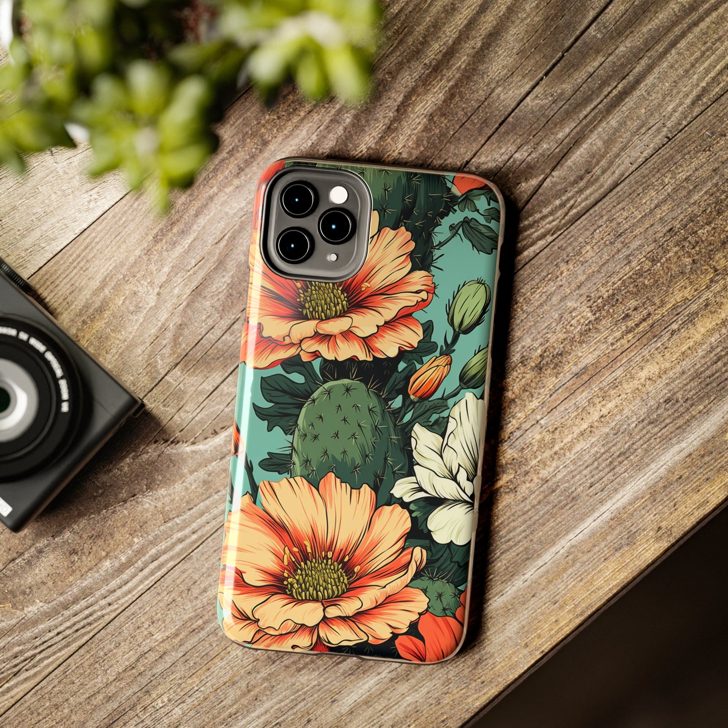 Desert Dream: Retro Vibe Cactus Tough iPhone Case