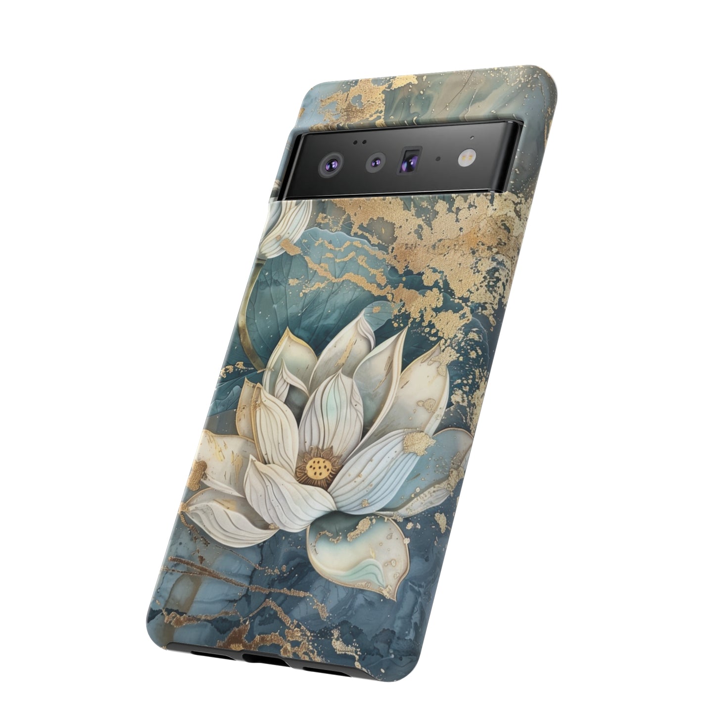 Zen Stained Glass Marble Lotus Floral Design Phone Case