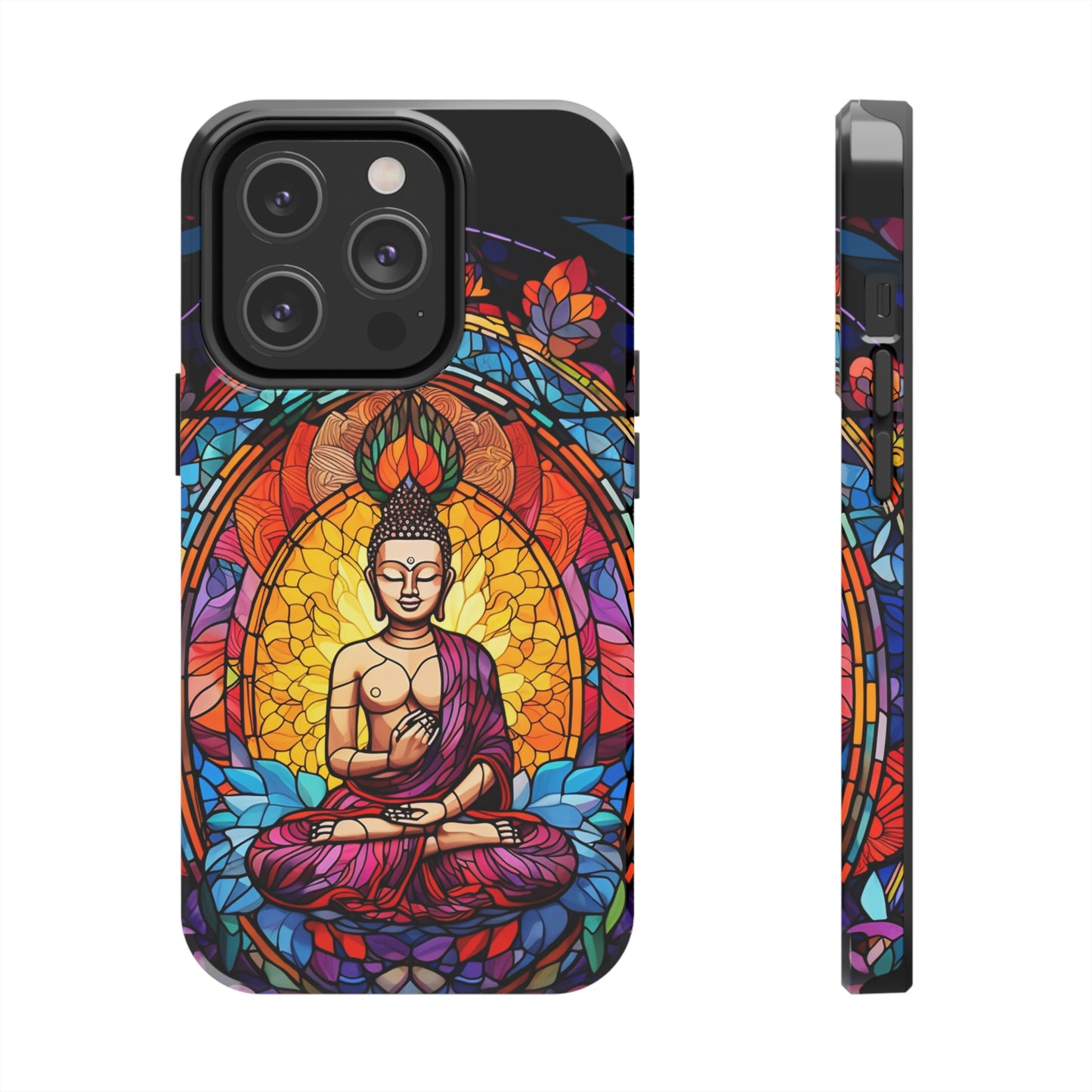 Stained Glass Magic iPhone Case: Psychedelic Tibet Buddha Mandala | iPhone 13 Case Mystical Tibetan Artistry