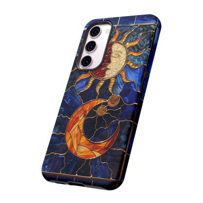 Celestial Stained Glass Moon and Stars iPhone 15 Case