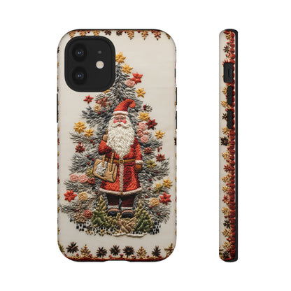 Vintage Embroidery Christmas Santa Phone Case