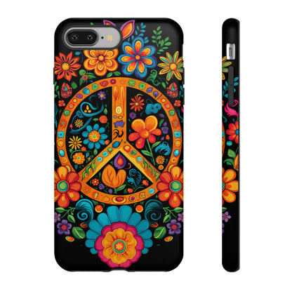 Peace Sign Embroidery Floral Hippie Style Phone Case