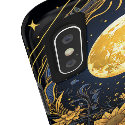 Starry Night Boho Meets Cottagecore: Floral Sun, Moon & Stars iPhone Case