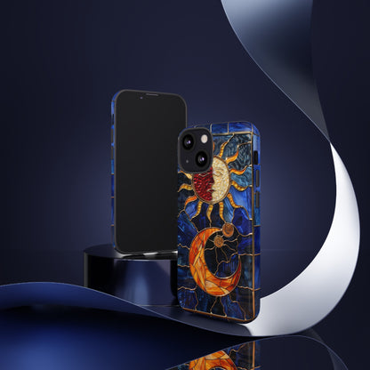 Celestial Stained Glass Moon and Stars iPhone 15 Case