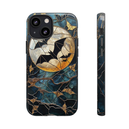 Halloween Phone Case Bats Stained Glass Style Spooky Moon Phone Cover