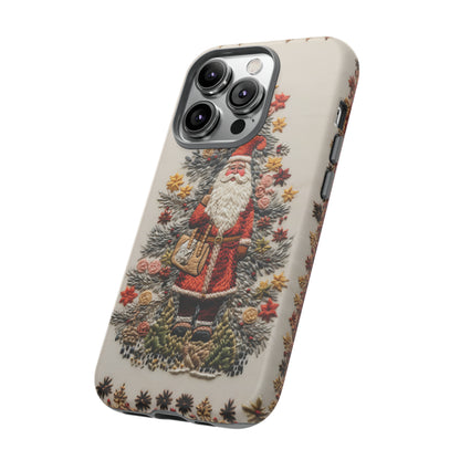 Vintage Embroidery Christmas Santa Phone Case