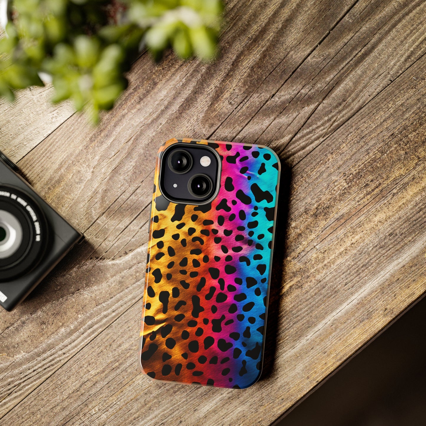 Kaleidoscopic Wild: Psychedelic Rainbow Leopard Print | Dazzling iPhone Case