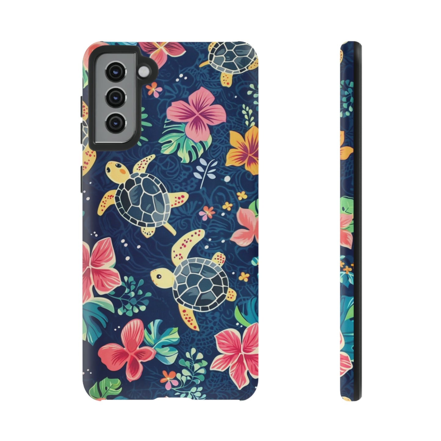 Undersea Floral Blue Sea Turtle Phone Case