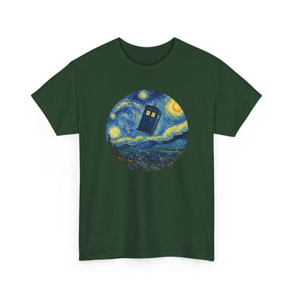 Van Gogh Police Box Starry Night Fantasy Parody Graphic T-Shirt
