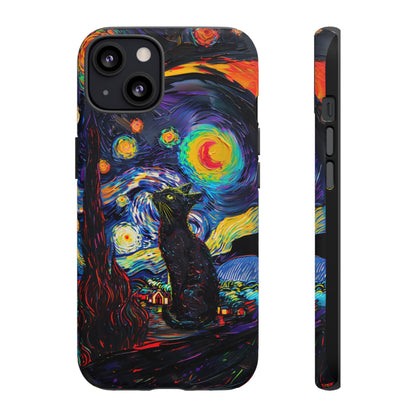 Starry Night Black Cat Van Gogh Painting Art Phone Case