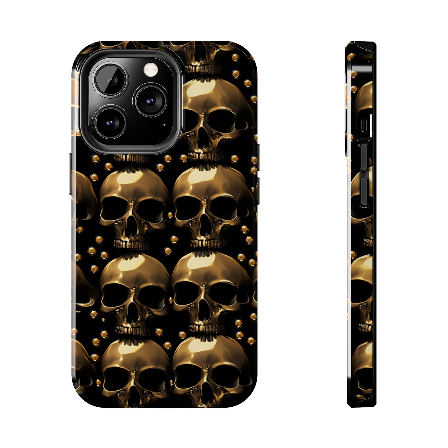 iPhone Case Golden Enigma: Where Goth Meets Glamour | Gold Skulls iPhone Tough Case