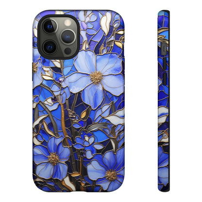 Periwinkle Stained Glass with Gold Inlay Phone Case for iPhone 15, 14, Pro Max, 13, 12 & Samsung Galaxy S23, S22, S21, Google Pixel