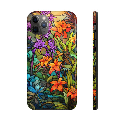 Stained Glass Phone Case Floral Aesthetic Art Nouveau Retro Samsung Galaxy Phone Tough Case iPhone 14 Plus 13 12 7 8 Se Hippie Boho