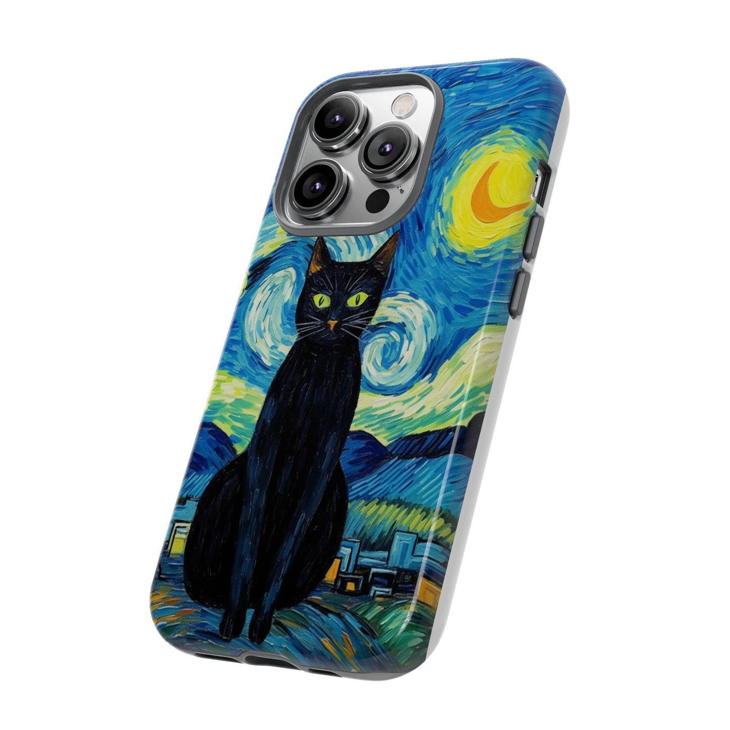 Starry Night Van Gogh Black Cat iPhone, Samsung Galaxy, Google Pixel  Case | Embrace Artistic Whimsy and Feline Charm