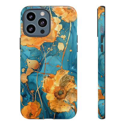 Gold Poppies Color Splash Floral Design Phone Case